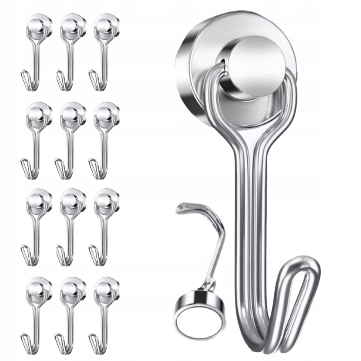 NEODYMIUM MAGNET WITH HOOK HANGER HOLDER STRONG FOR GARAGE FRIDGE 12 PIECES Packaging status original