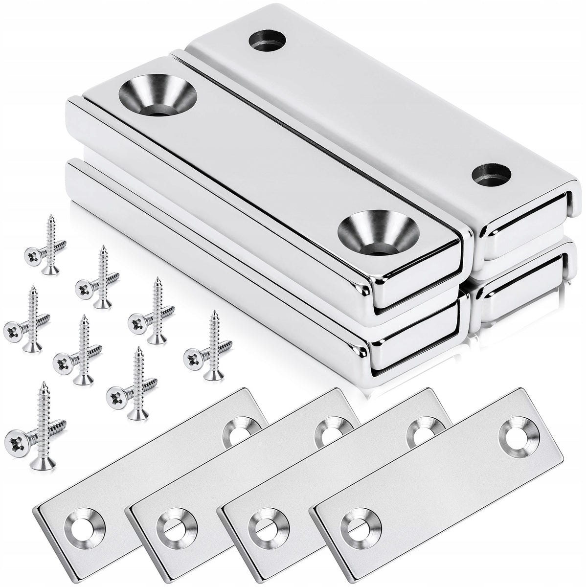 NEODYMIUM PLATE MAGNET 40x13,5x5 mm + Washer, Screw hole, 4 pcs.