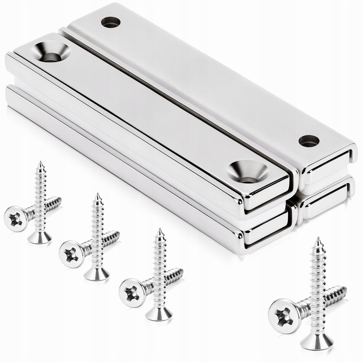 NEODYMIUM PLATE MAGNET 60x13,5x5 mm with Screw Holes, 4 pcs.