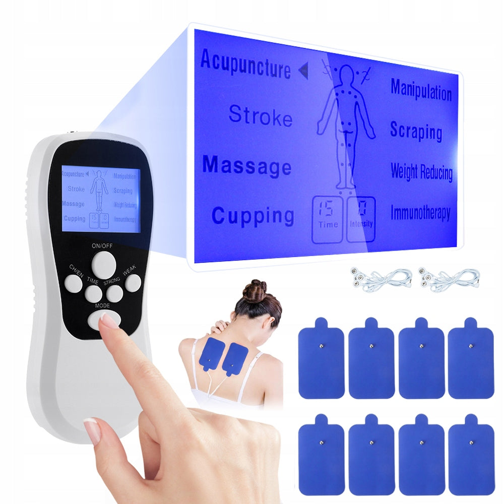 NERVE MUSCLE ELECTROSTIMULATOR TENS EMS STRONG SET Color white