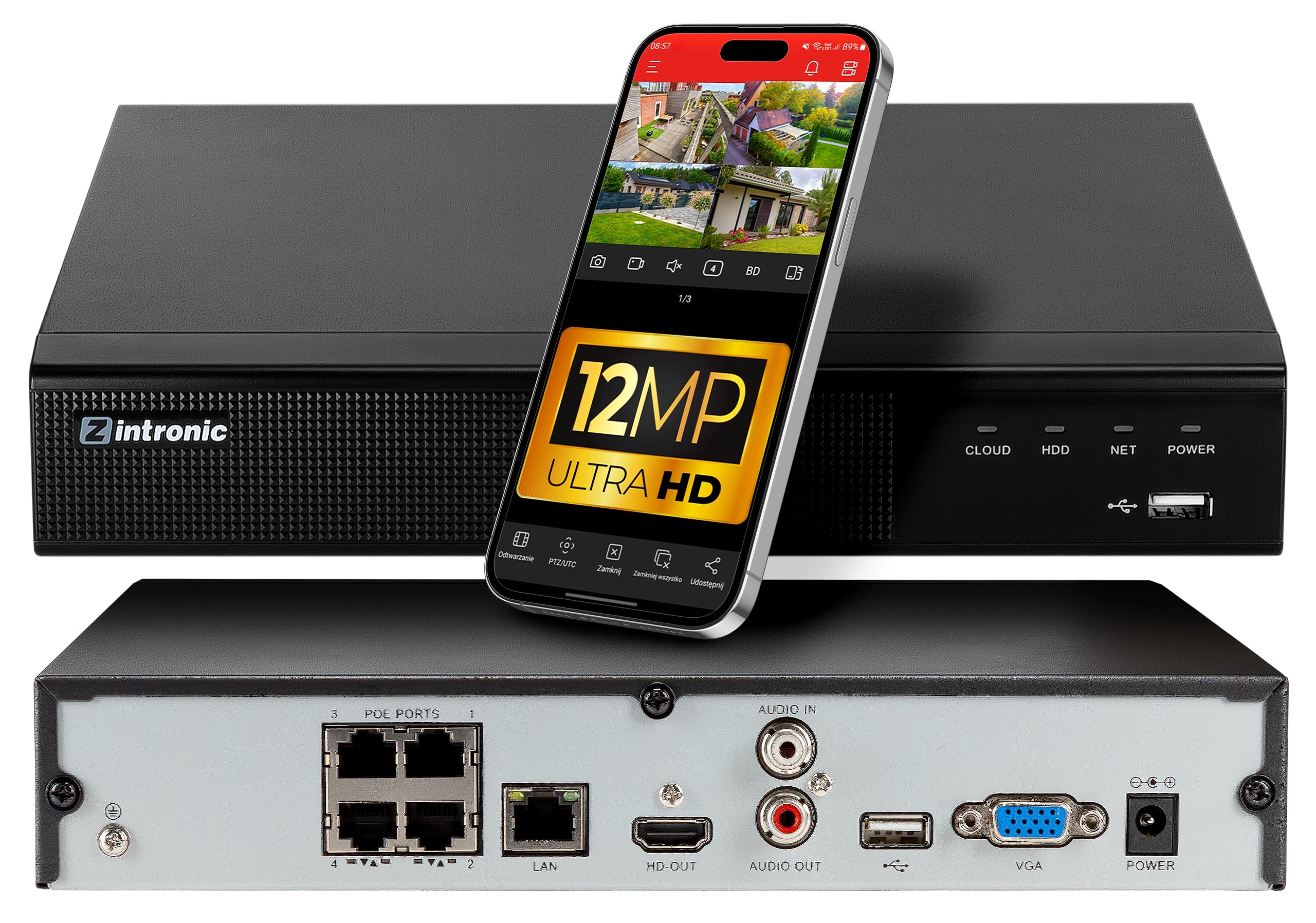 NETWORK MONITORING RECORDER NVR IP 9 CHANNEL 4XPOE 12MPx ULTRA 4K