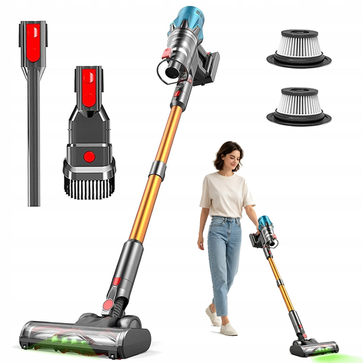 NEW 2026 CORDLESS UPRIGHT HANDHELD LED VACUUM CLEANER 550W 55KPA FOR HOME V18