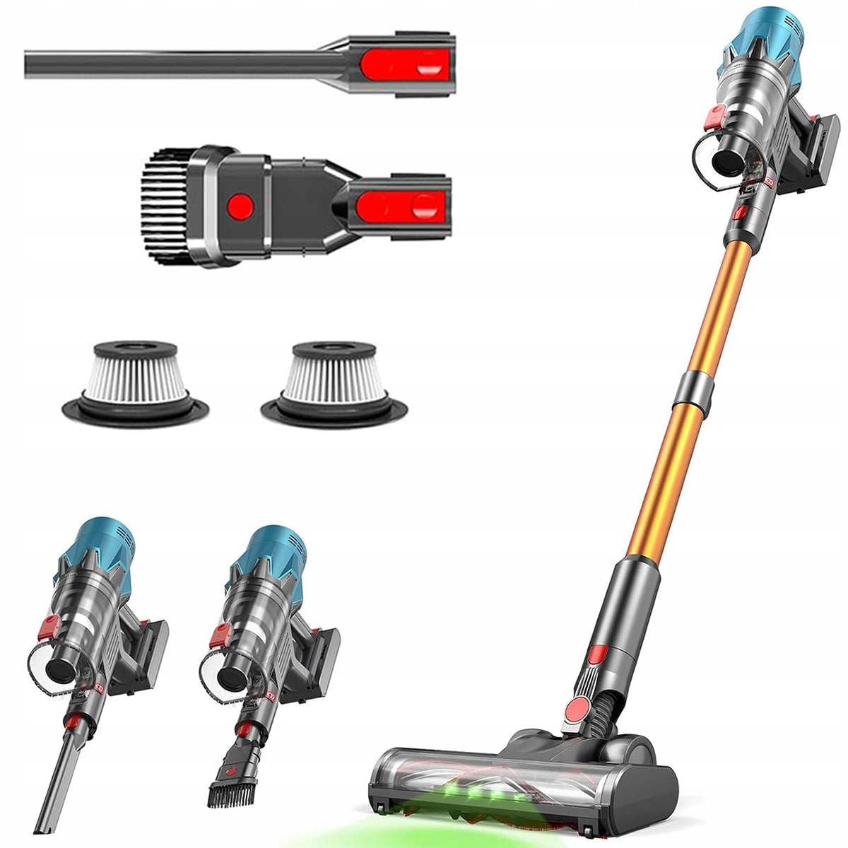 NEW CORDLESS UPRIGHT HANDHELD LED VACUUM CLEANER 550W 50KPA FOR HOME 1.5L