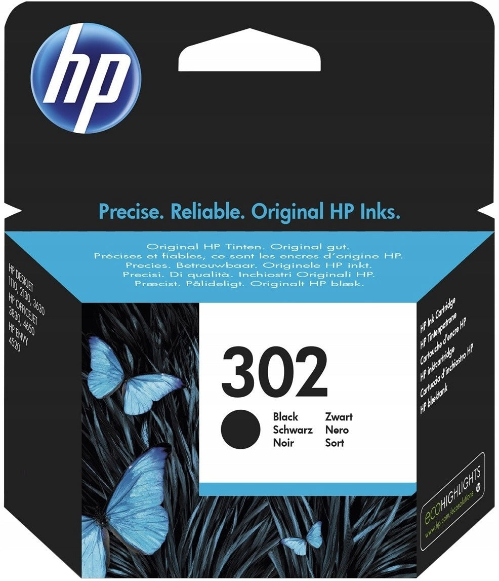 NEW ORIGINAL INK HP 302 BLACK F6U66AE