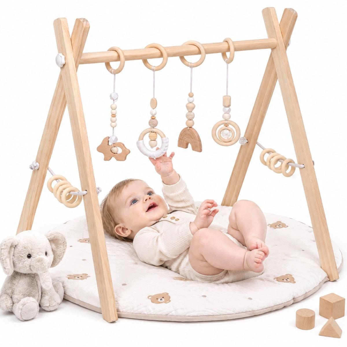 NEW WOODEN EDUCATIONAL STAND BABY GYM DEVELOPMENT AND FUN BABIES 2026
