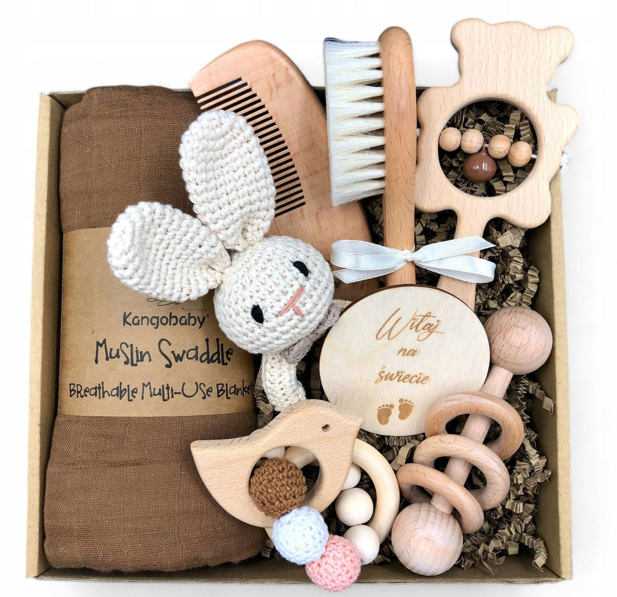 NEWBORN LAYETTE GIFT SET FOR A CHILD IN THE COLORS OF NATURE