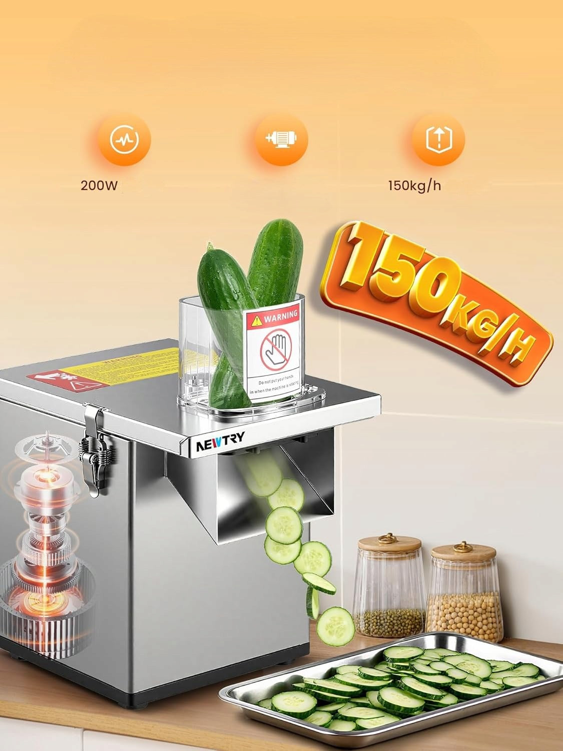 NEWTRY 200W Electric Vegetable Slicer 3 in 1 Gastronomic M3217 Brand Newtry