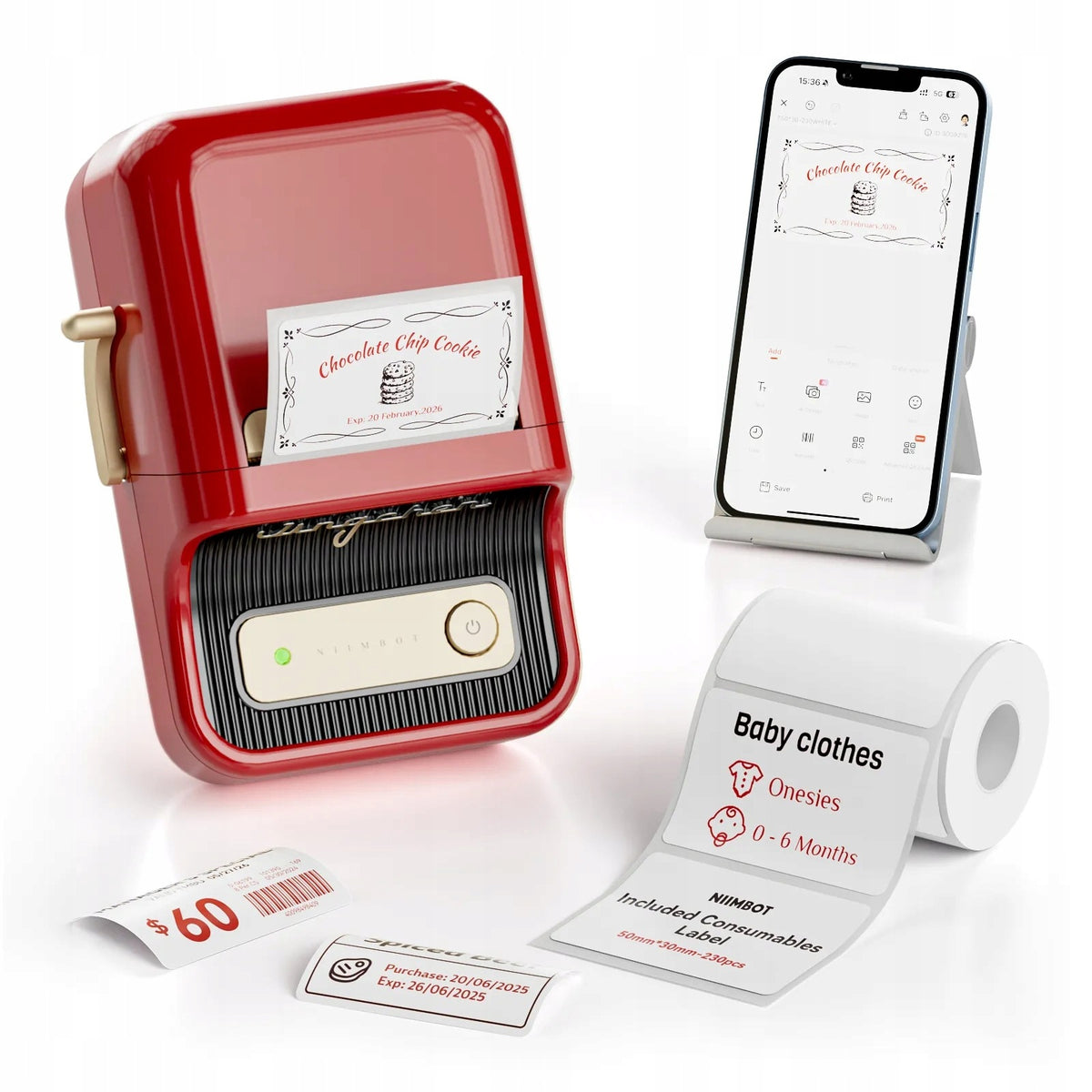 NIIMBOT B21 Pro red label printer 53 mm, 300 dpi, BT/USB-C