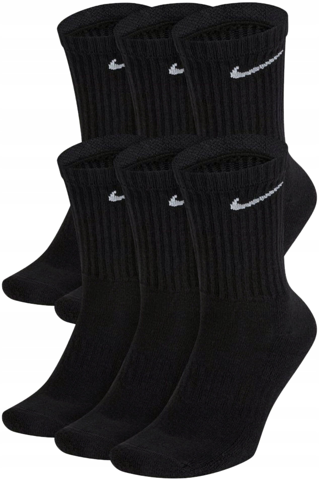 NIKE Socks set of 6 pairs of cotton high for training black ros. 38-42
