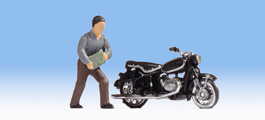 NOCH 15917 Motorcyclist with motor BMW R60 figure for mock-up H0 1:87 Packaging status original