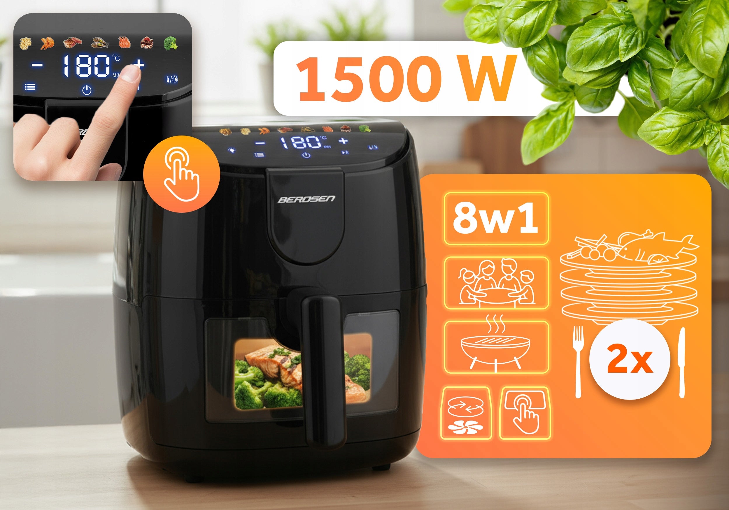 NON-FAT AIR FRYER 4L BERDSEN 1500W Manufacturer code 365800