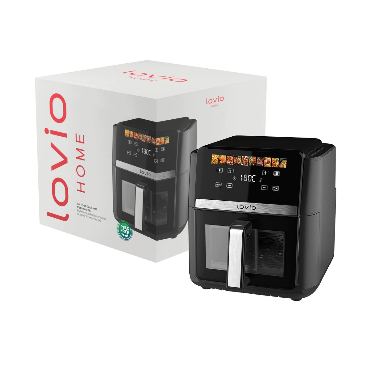 NON-FAT AIR FRYER XXL LOVIO 9L 2000W WITH SEASONING PRIMACY Packaging status original