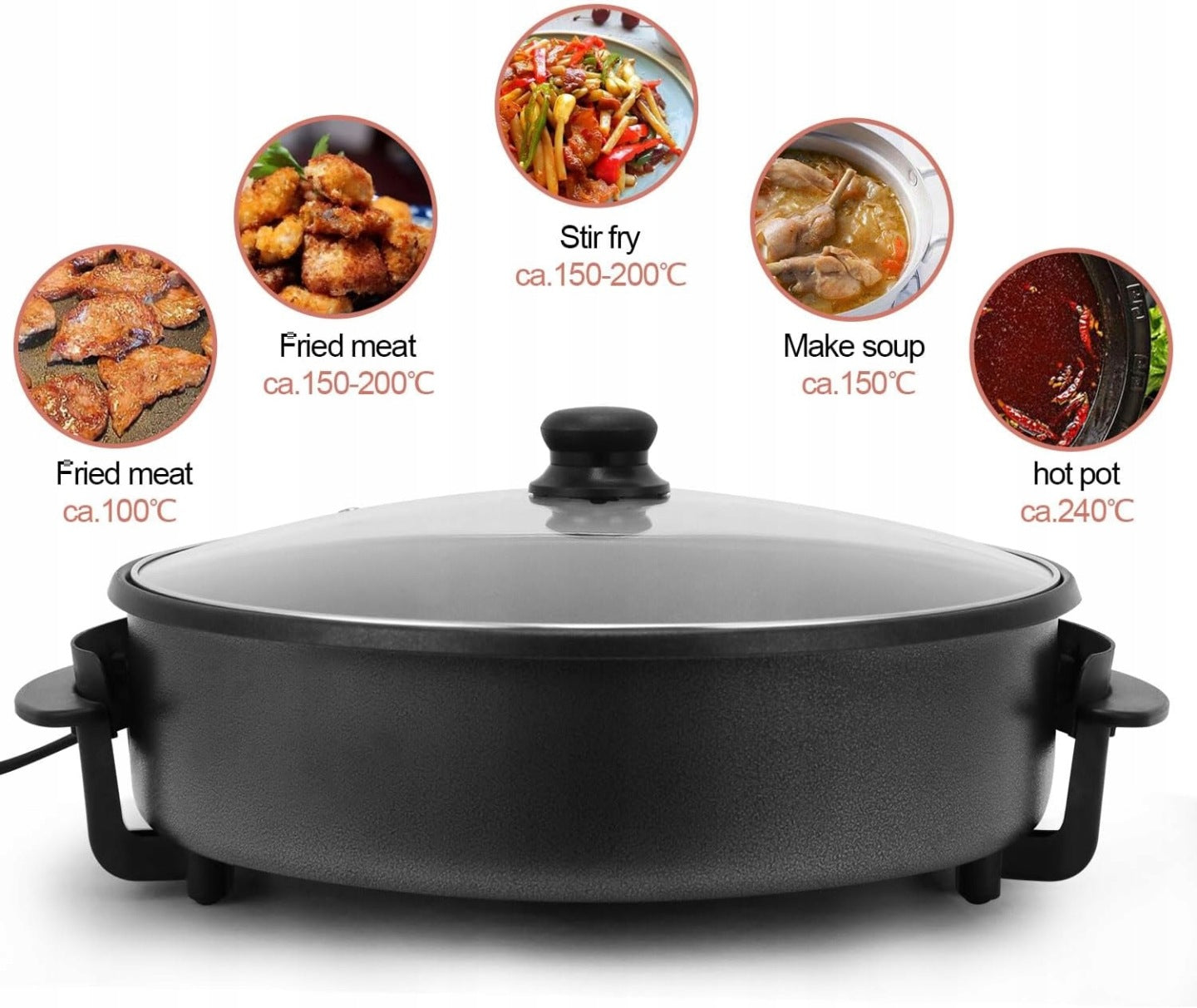 NON-STICK ELECTRIC FRYING PAN 40CM 1500W Packaging status original