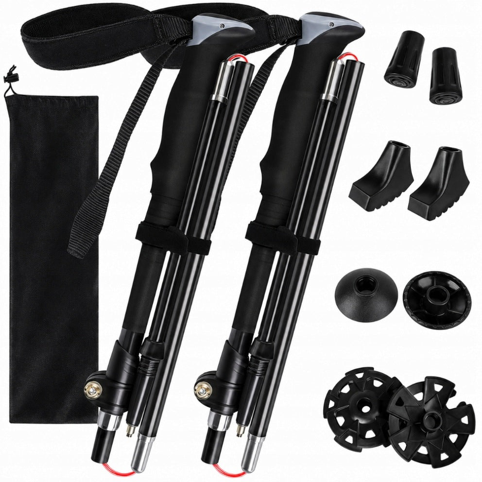 NORDIC WALKING POLES 2 TREKKING POLES FOR WALKING ADJUSTABLE FOLDING