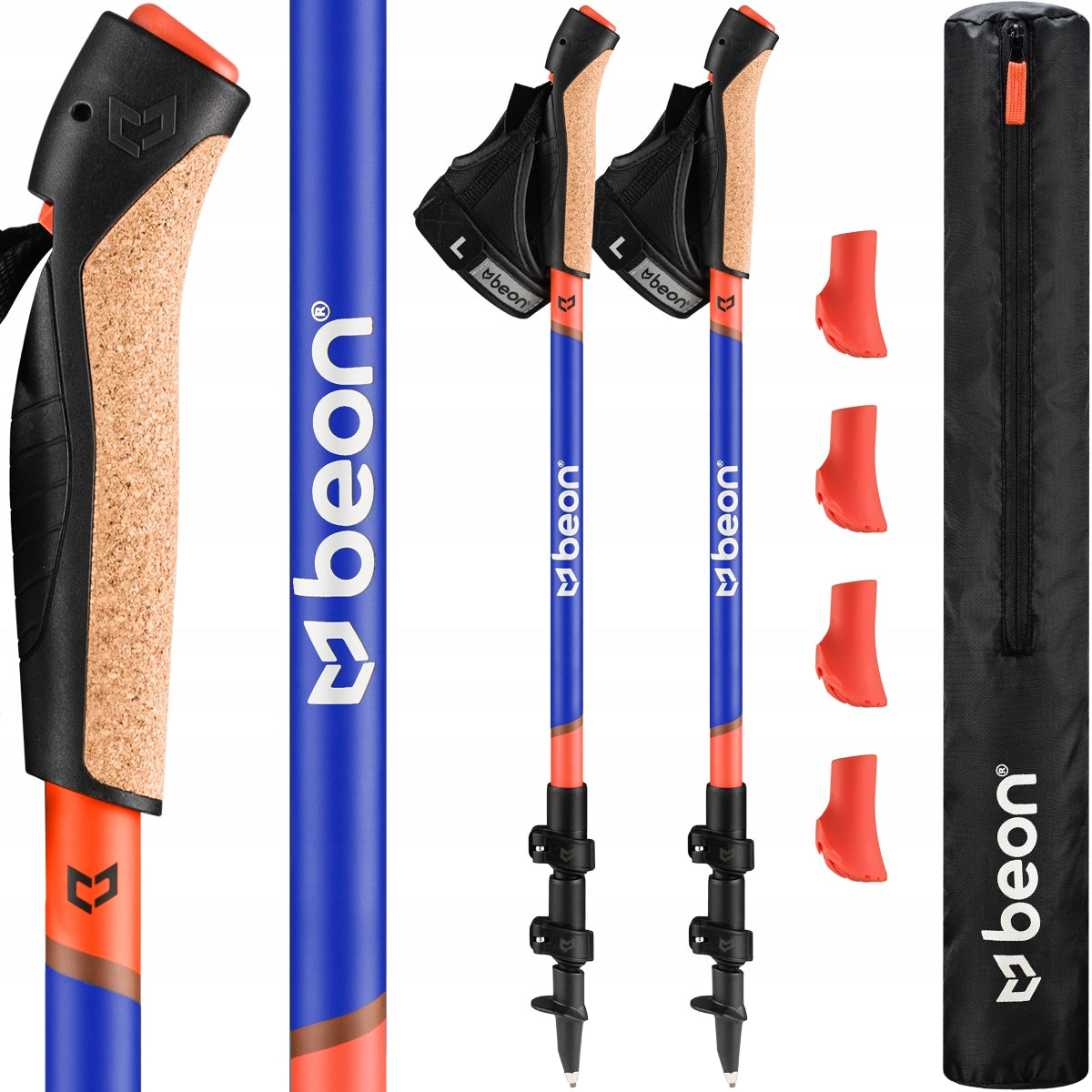 NORDIC WALKING POLES ADJUSTABLE POLES FOR TELESCOPIC WALKING BEON