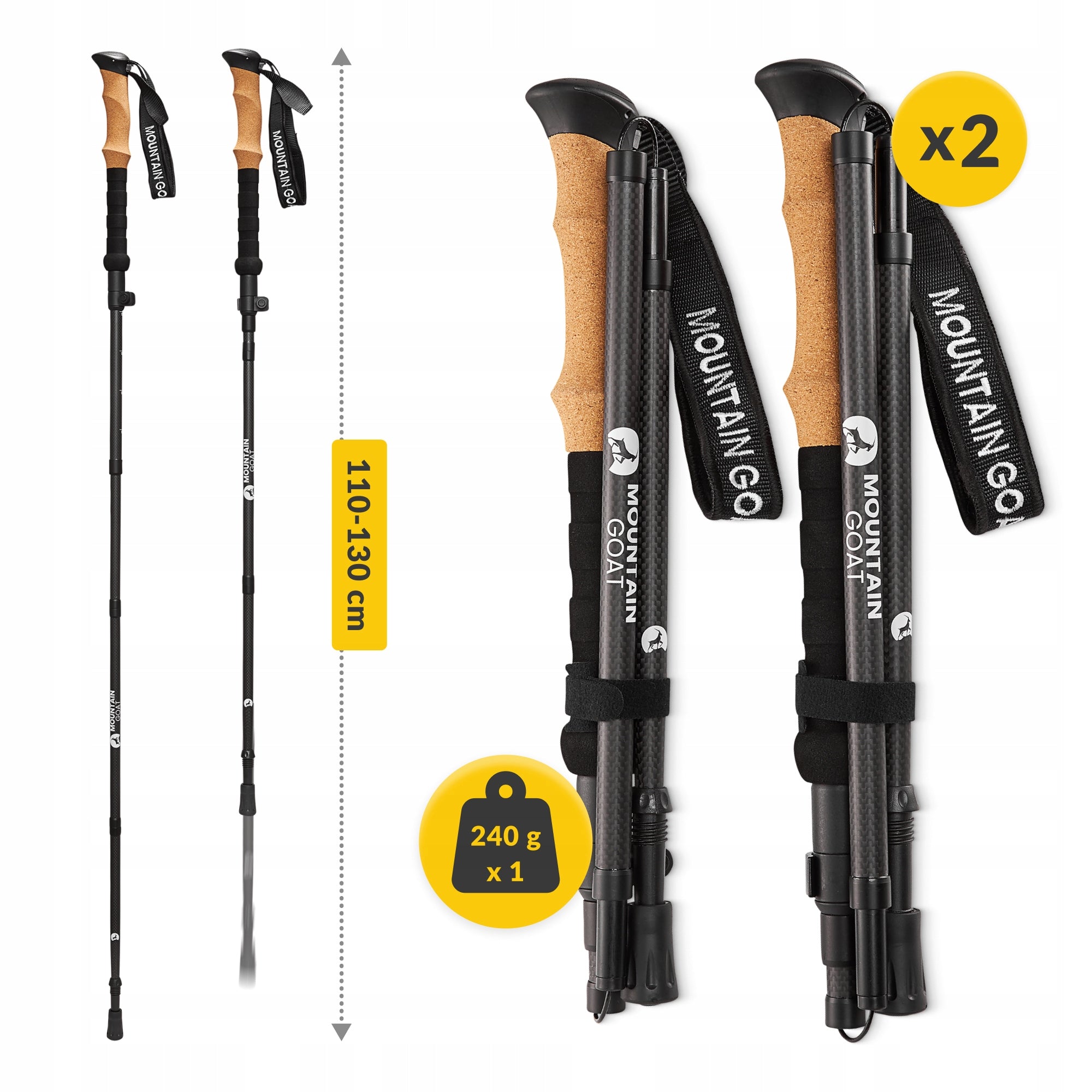 NORDIC WALKING POLES ADJUSTABLE POLES FOR WALKING LIGHT Color black
