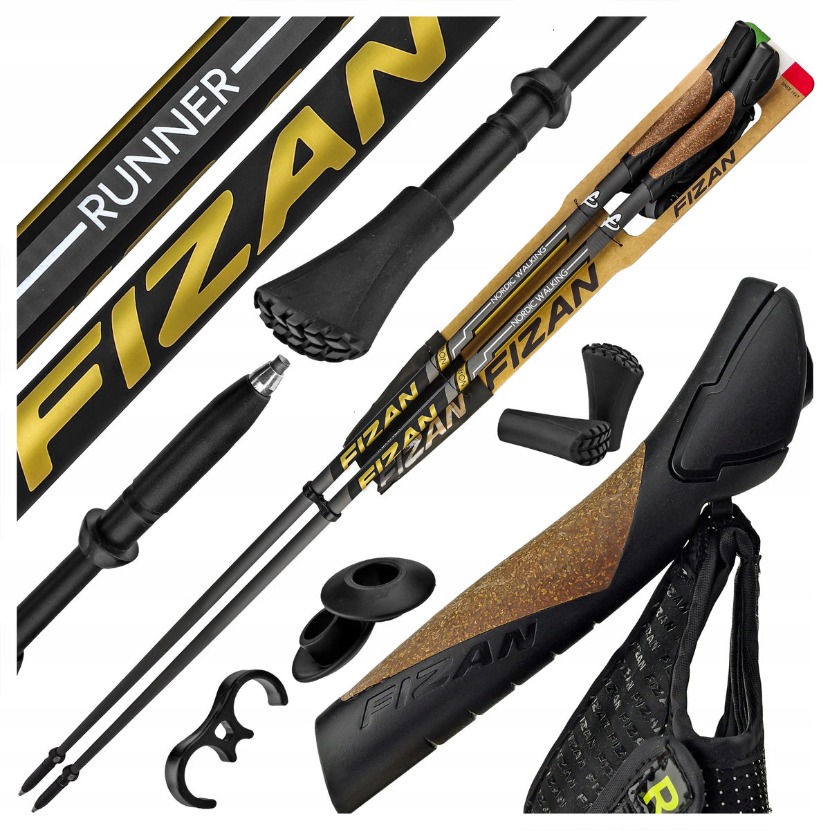 NORDIC WALKING POLES FIZAN RUNNER CARBON FOR WALKING 120 cm