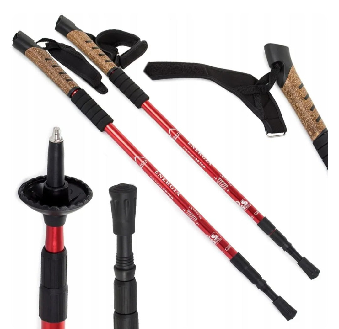 NORDIC WALKING POLES FOR WALKING ON GAMES ADJUSTMENT RED
