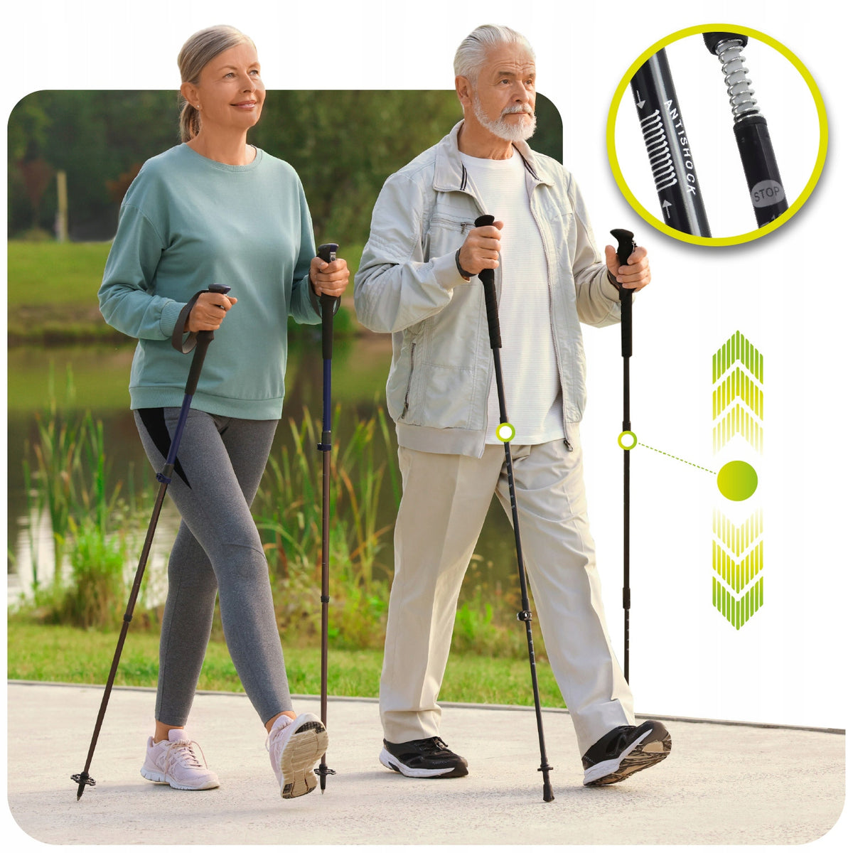NORDIC WALKING POLES For walking pilgrimage LIGHT in the mountains Manufacturer code TREKKINGOWE SKŁADANE REGULOWANE DO MARSZU