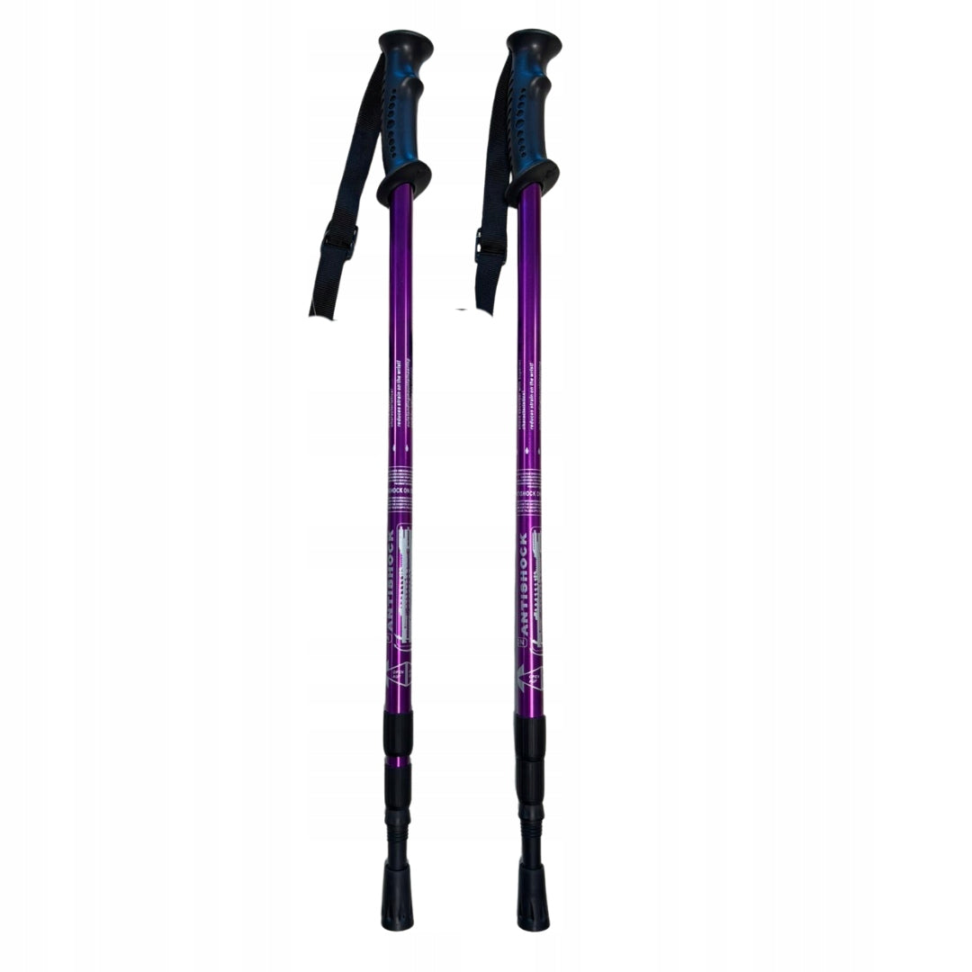 NORDIC WALKING Telescopic Poles 3 Segments Folding Adjustable PURPLE Brand Captain Mike
