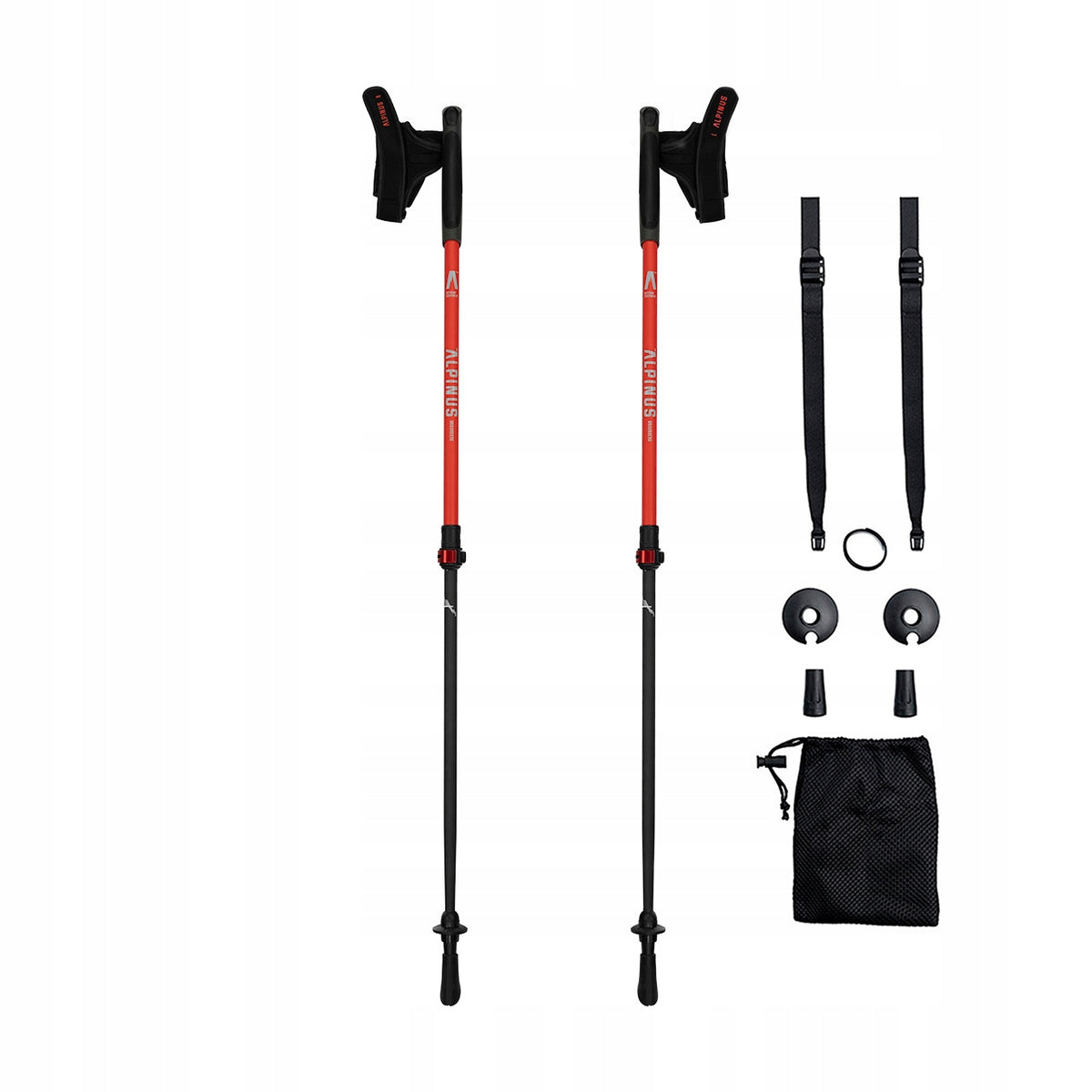 NORDIC WALKING poles ALPINUS Braunberg red carbon fiber 85-135cm Packaging status original