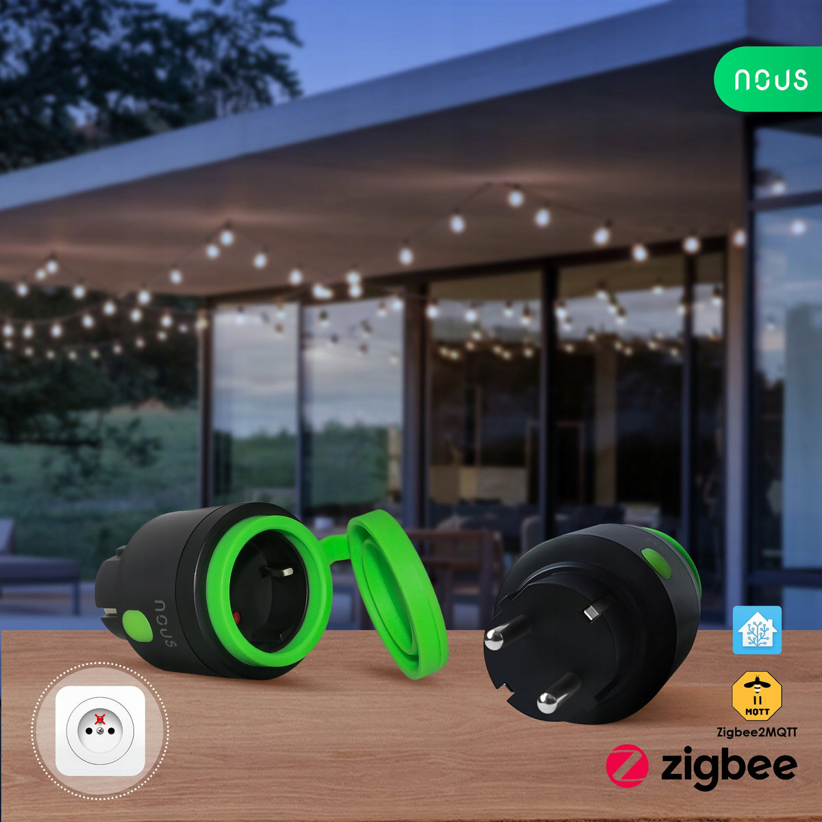 NOUS A6Z Smart ZigBee Socket IP44 16Energy Measurement Tuya Alexa Google 2pcs Manufacturer code A6Z-2