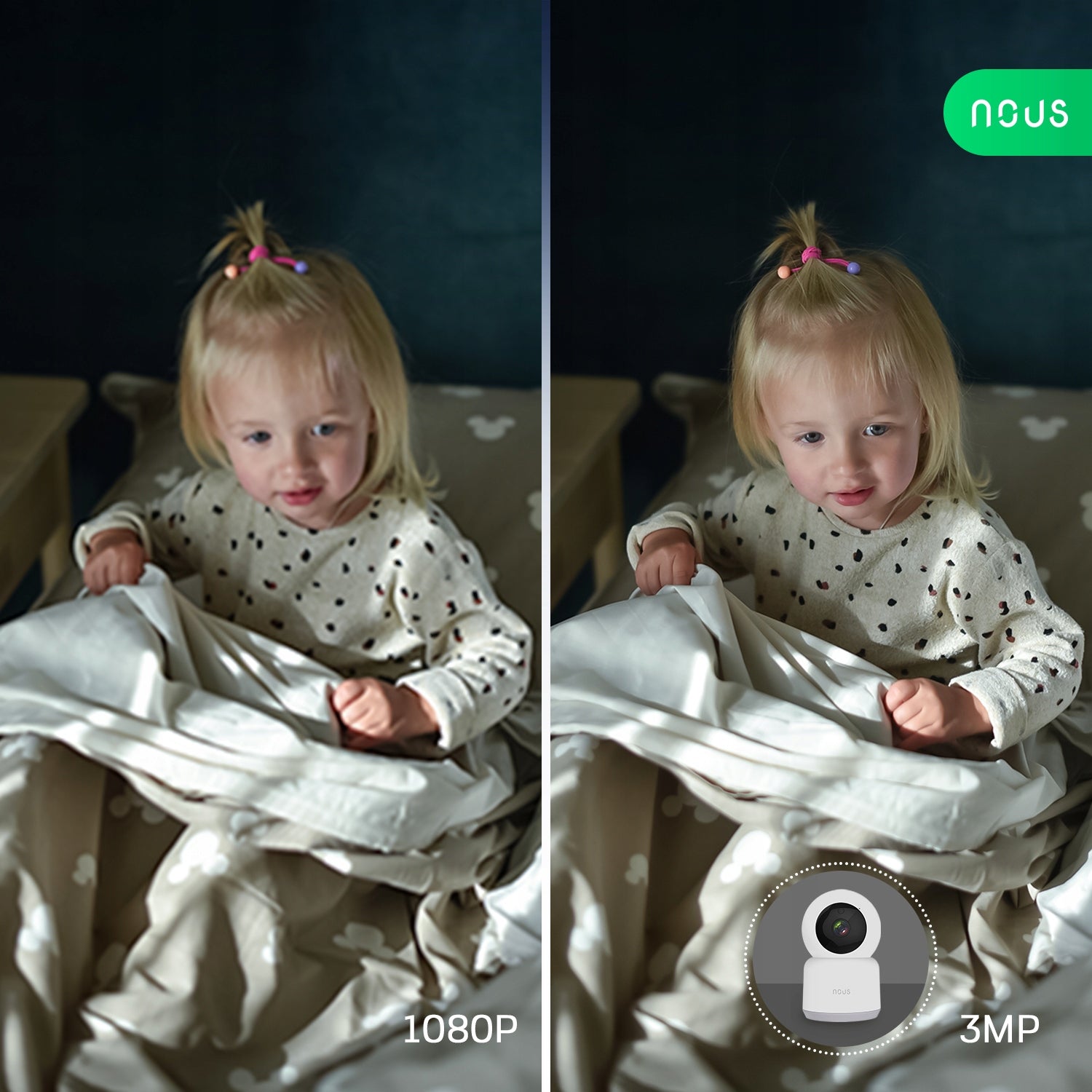 NOUS W2 WiFi PTZ Camera 3MP Rotating Night Motion Detection Alexa Google Product weight with unit packaging 0.4 kg