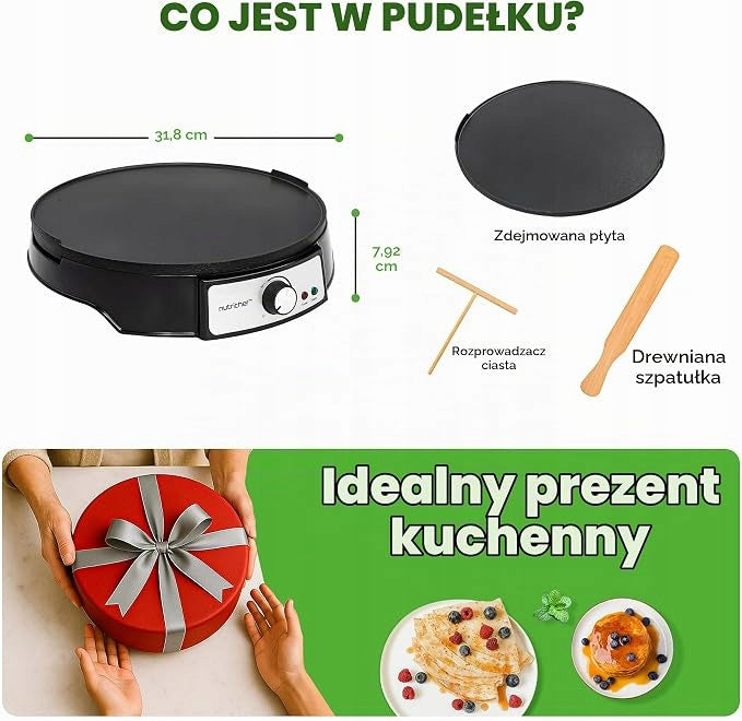 NUTRICHEF ELECTRIC PANCAKE MAKER GRILL PLATE ACCESSORIES 1000W BA159 Brand NUTRICHEF