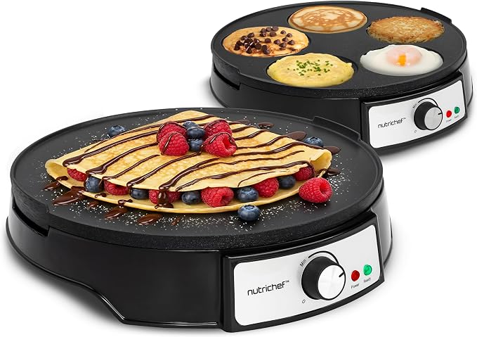 NUTRICHEF ELECTRIC PANCAKE MAKER GRILL PLATE ACCESSORIES 1000W BA159