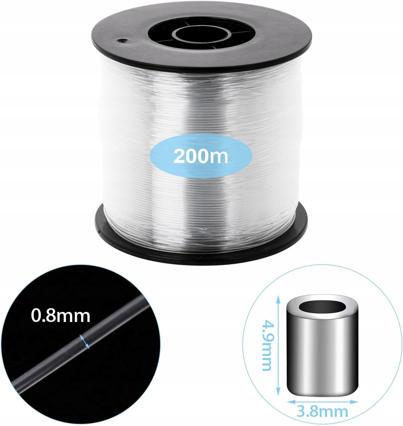 NYLON THREAD TRANSPARENT 200M STRONG NYLON ROPE FISHING LINE 0.8MM Manufacturer code SP3948