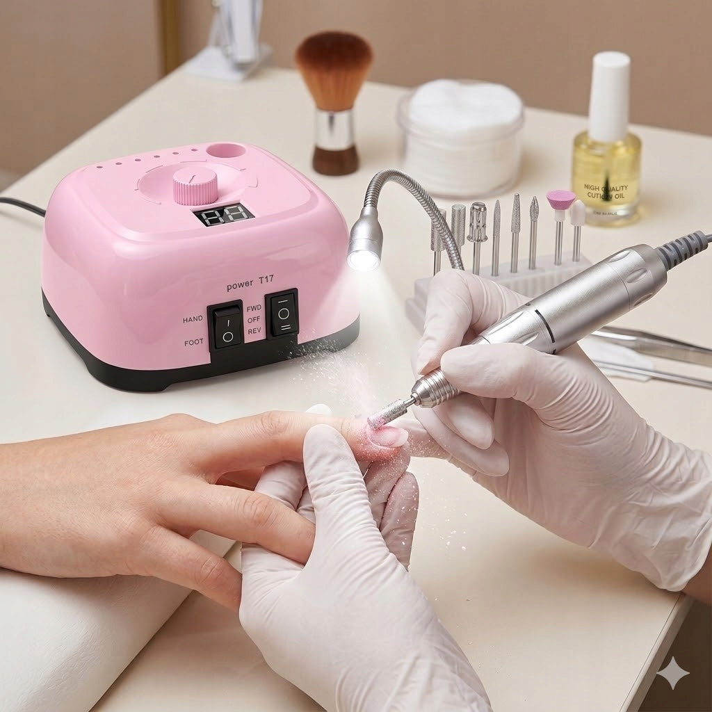 Nail Milling Machine Strong 65W Professional+Creams Manicure Pedicure Set Packaging status original