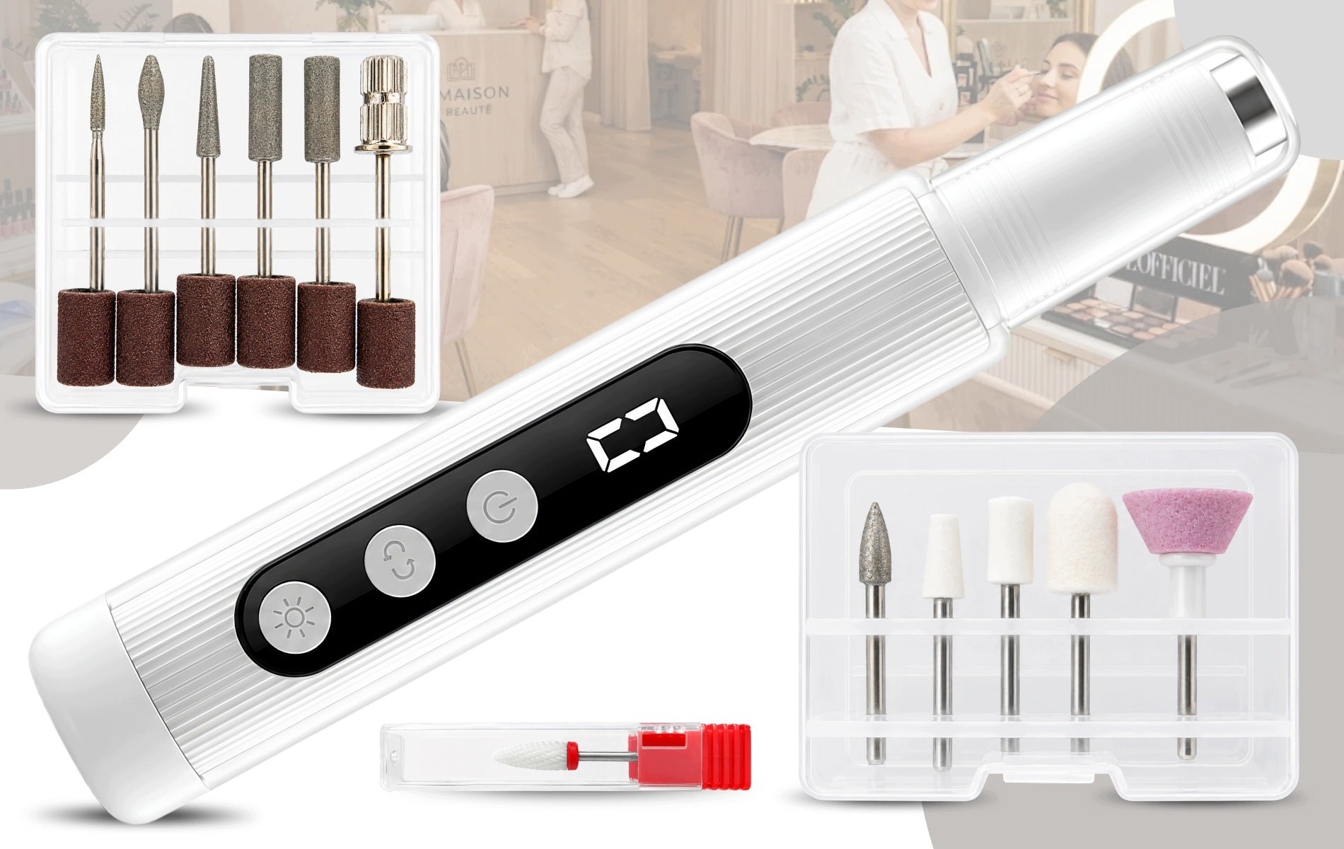 Nail Milling Machine Wireless With Lamp 2in1 Manicure Pedicure Set Packaging status original