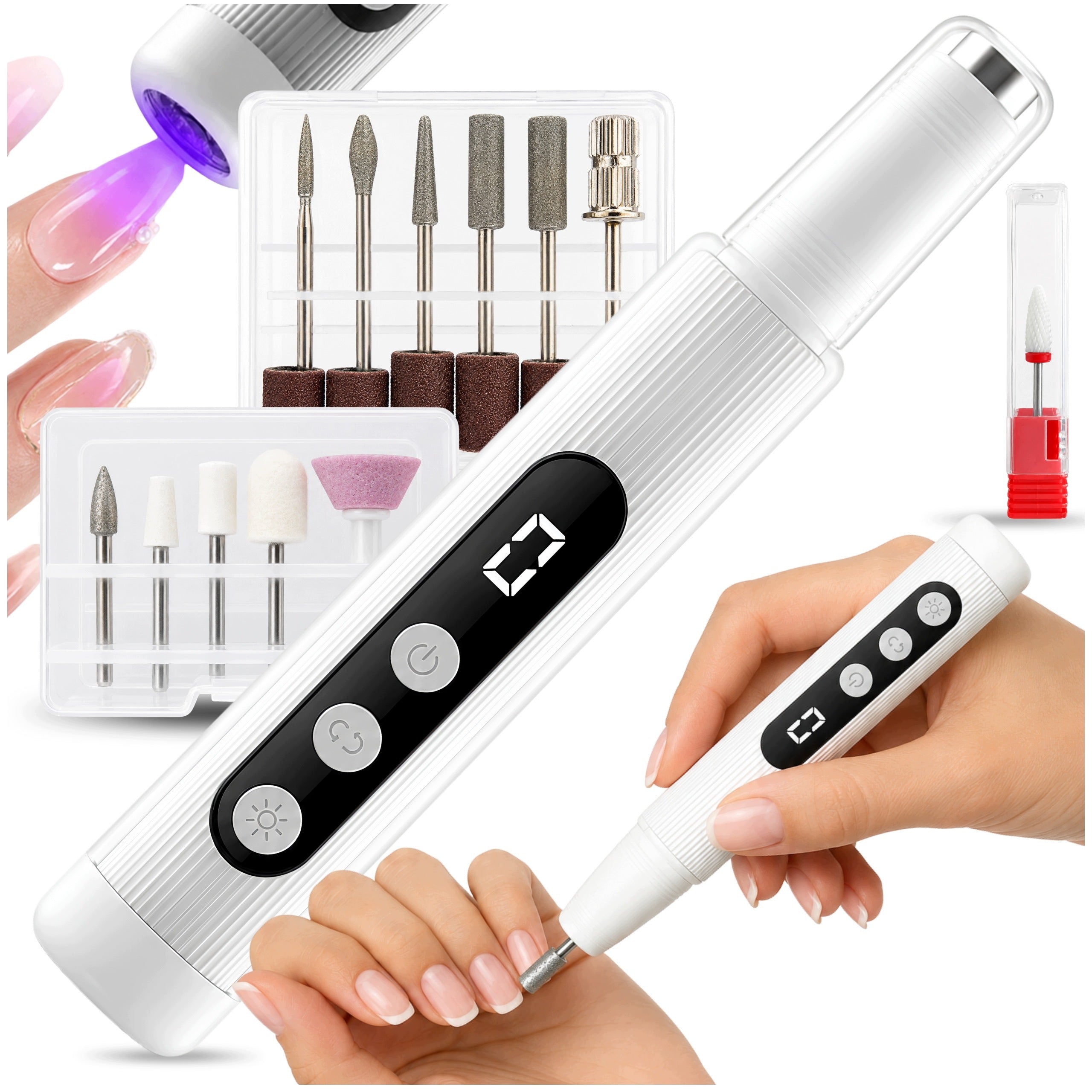 Nail Milling Machine Wireless With Lamp 2in1 Manicure Pedicure Set