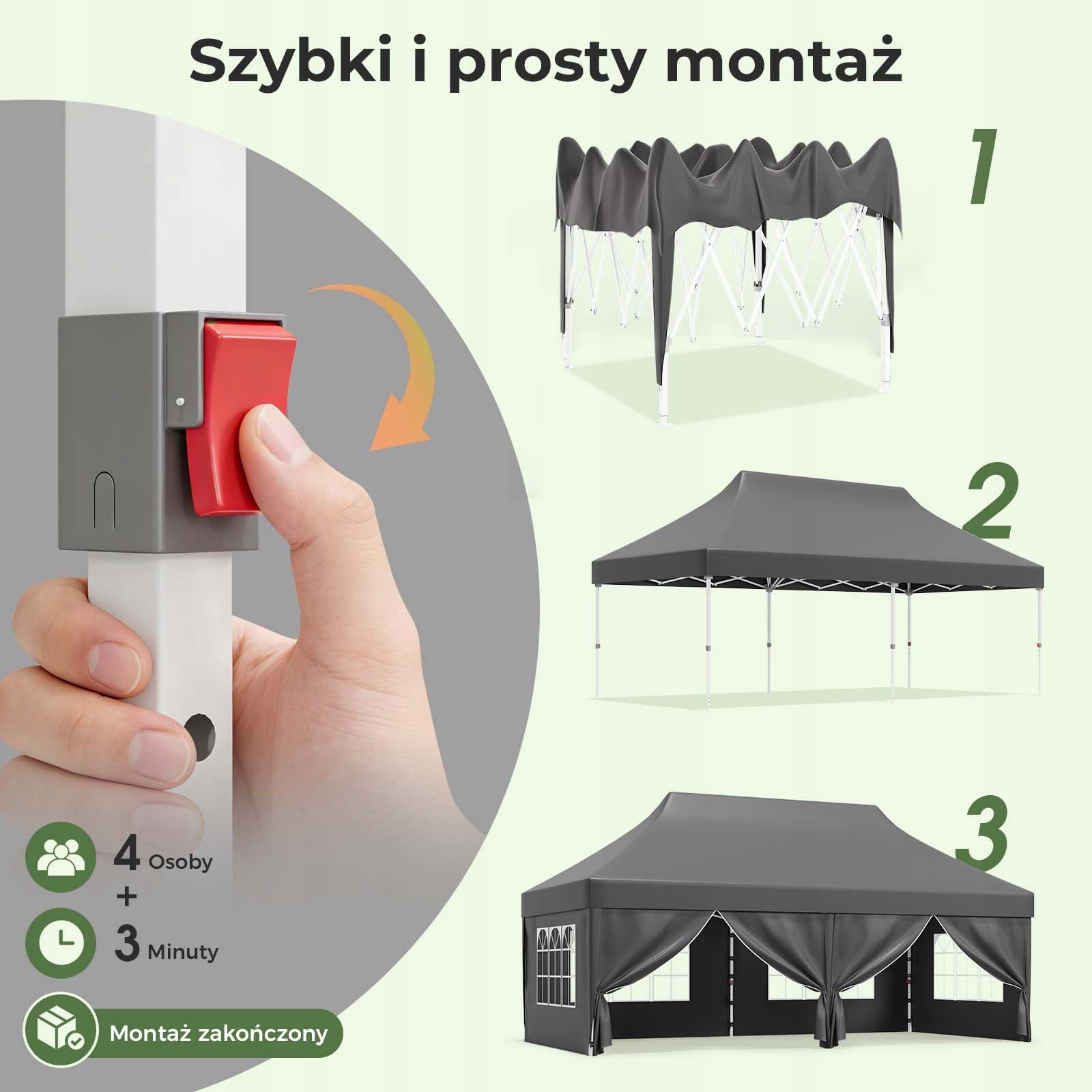Namiot ogrodowy 3x6m – Wodoodporny, ochrona UV 50+, szybki montaż Width 300 m