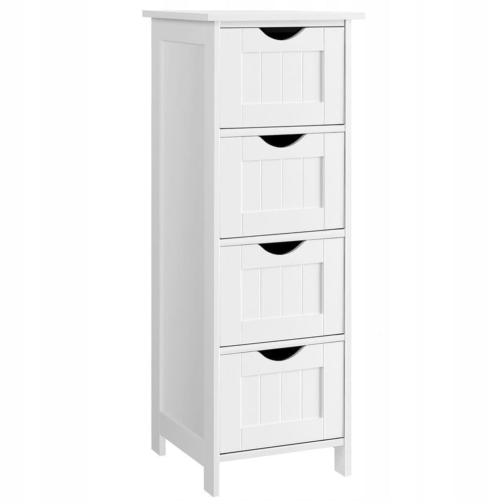 Narrow Bathroom Cabinet Standing Post 4 Drawers White