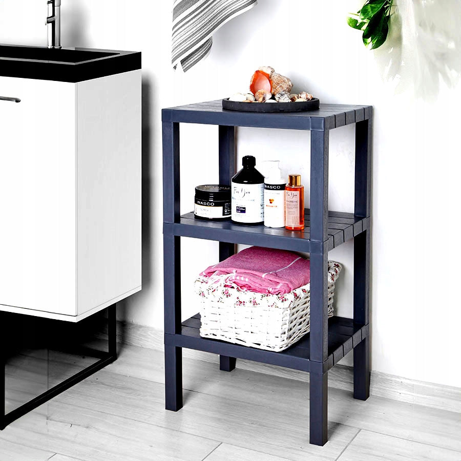 Narrow Bookcase Spacious 3 Tier Grey For Home Kitchen Living Room Bathroom Packaging status original