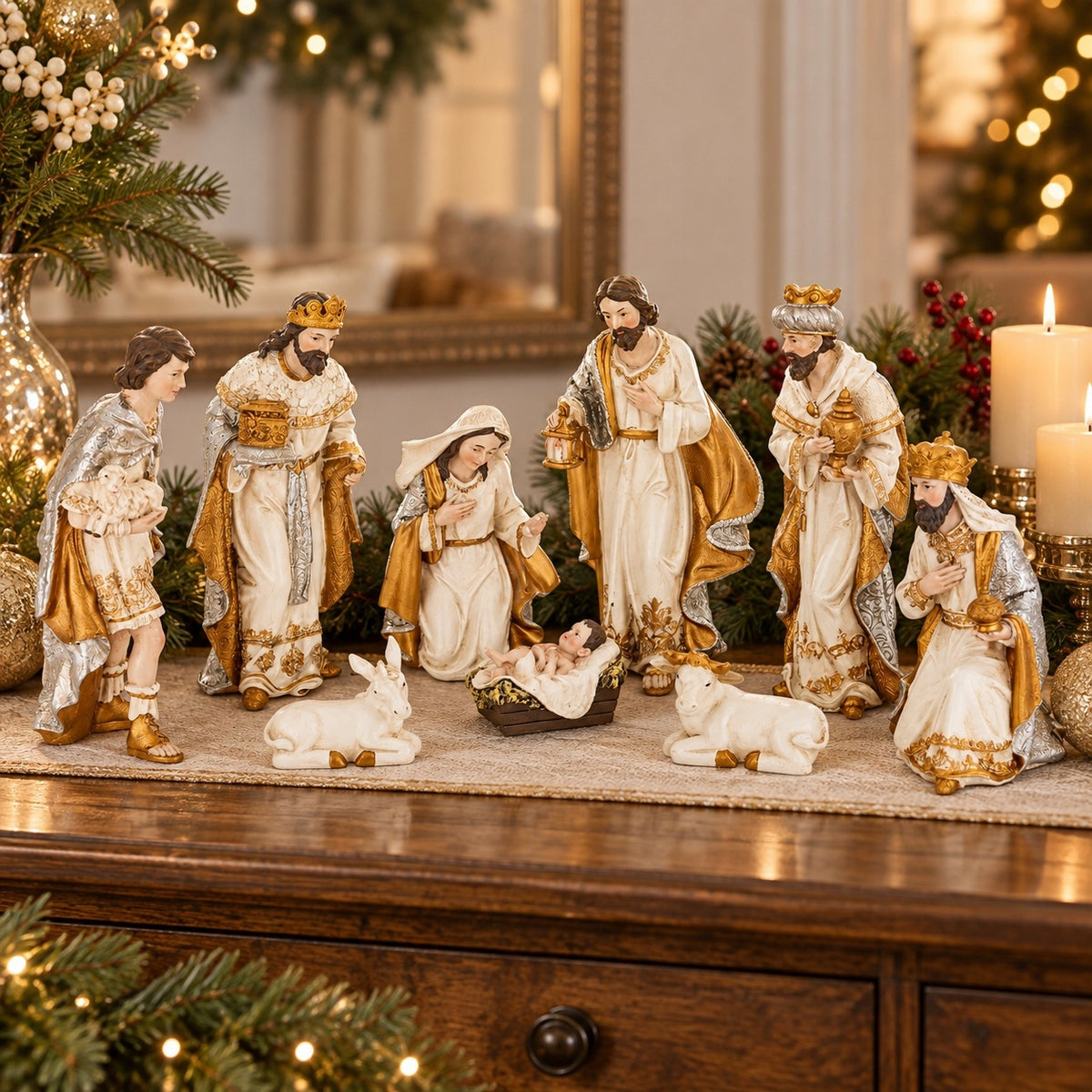 Nativity scene Figurines holy family stable 17x43 cm Packaging status original