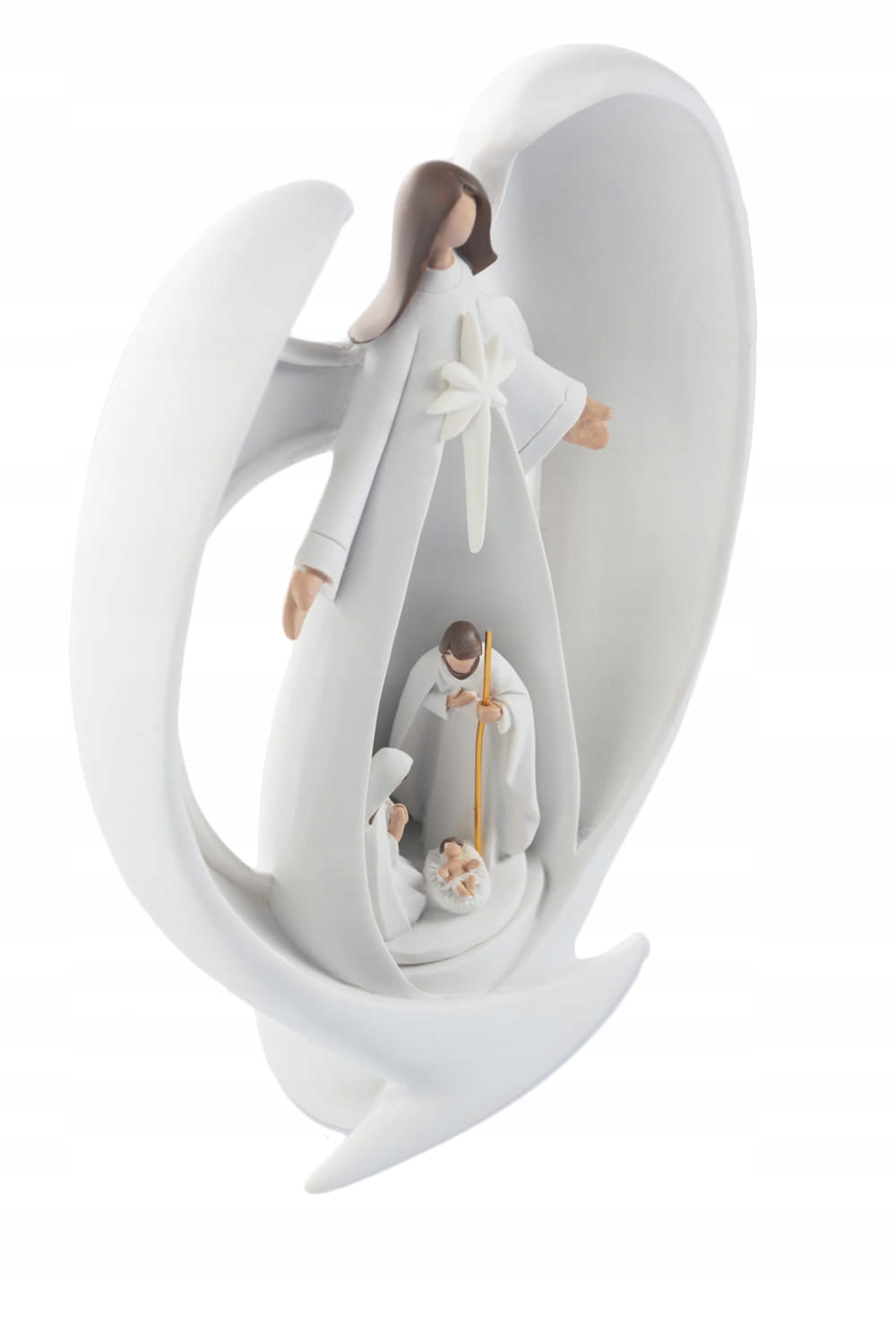 Nativity scene - Holy Family - Angel - glowing - 20 cm - Bianco Brand J&S