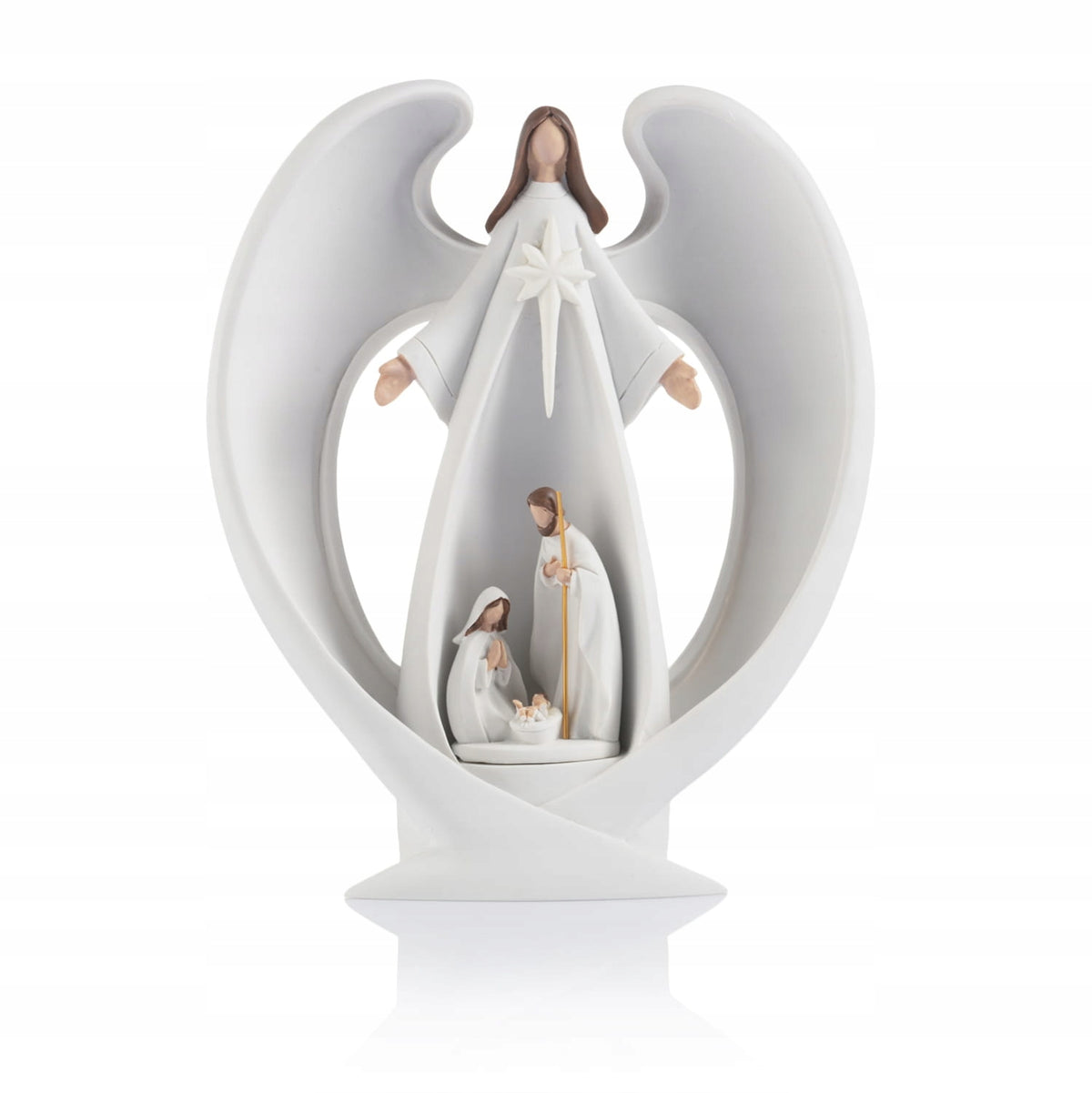 Nativity scene - Holy Family - Angel - glowing - 20 cm - Bianco