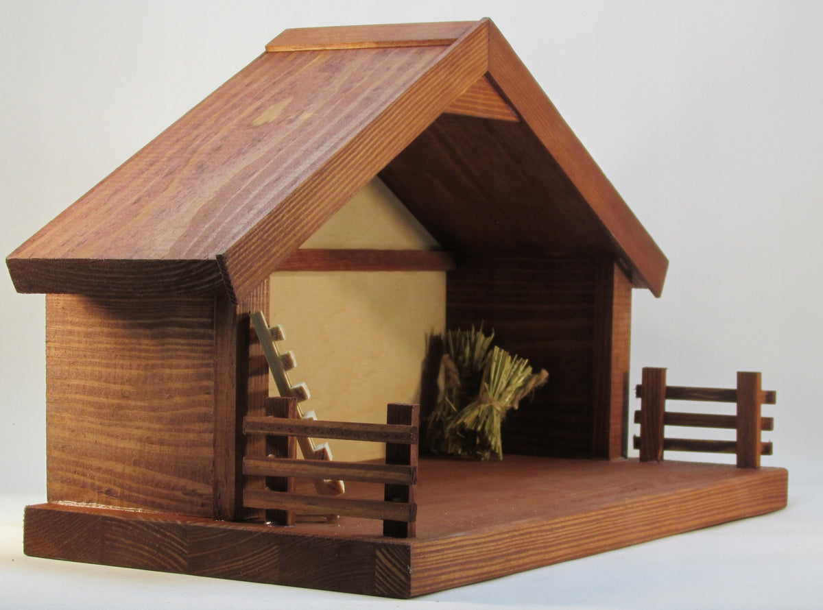 Nativity scene brown pine stable + led lighting 8-11cm Manufacturer code sz3brąz