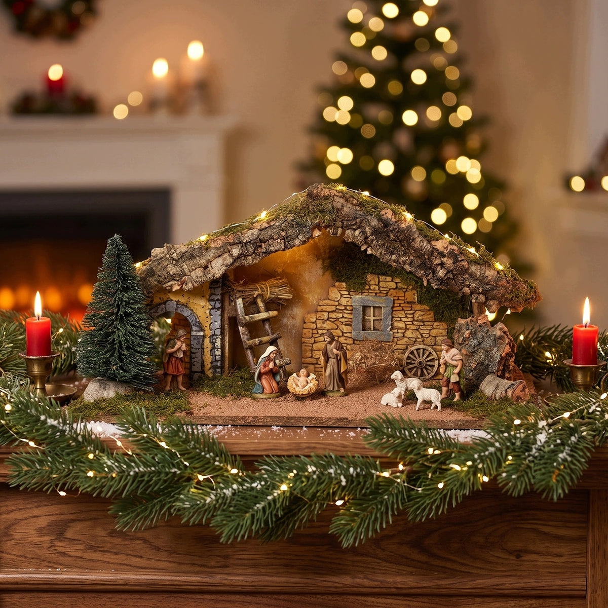 Natural Christmas Nativity Scene 58x23x25 cm Christmas Decoration Brand Kaemingk