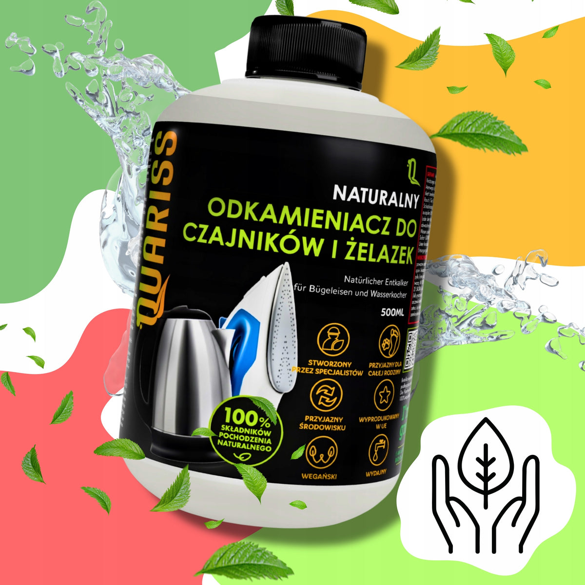 Natural Descaler for Kettle and Iron Quariss Liquid Strong ECO 500ml Packaging status original