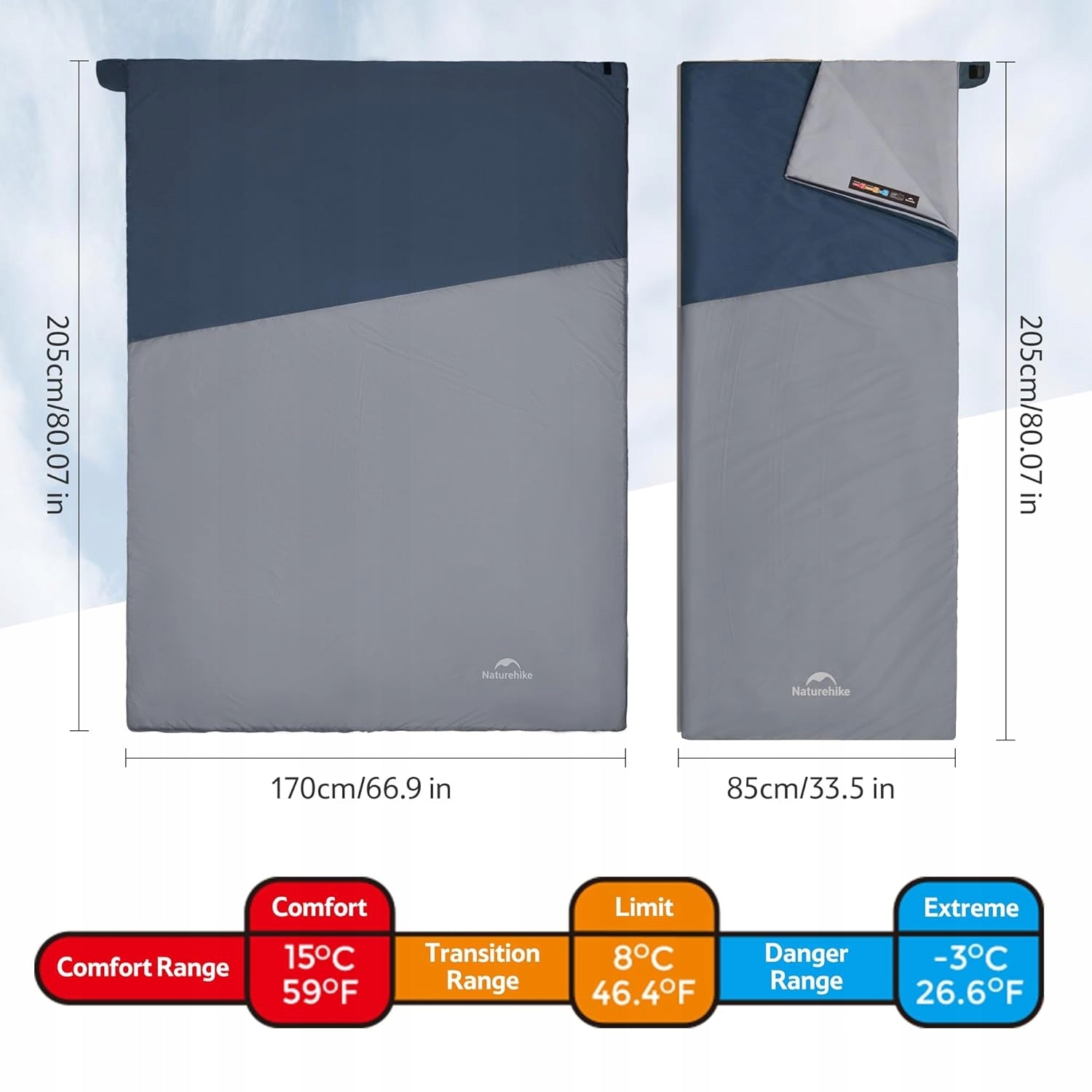 Naturehike Summer Sleeping Bag Waterproof Blanket XL Dark Blue Packaging status original