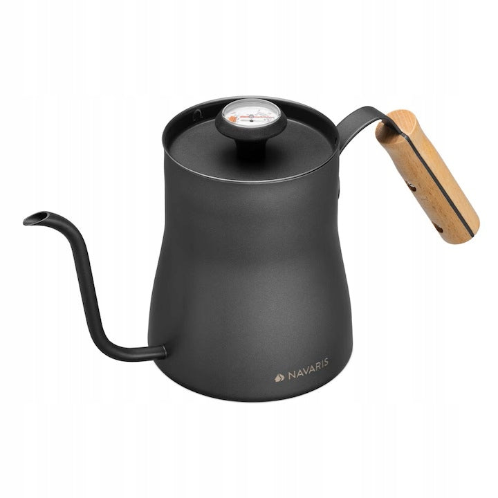 Navaris Pour Over Kettle 1000ml Thermometer Steel Silver