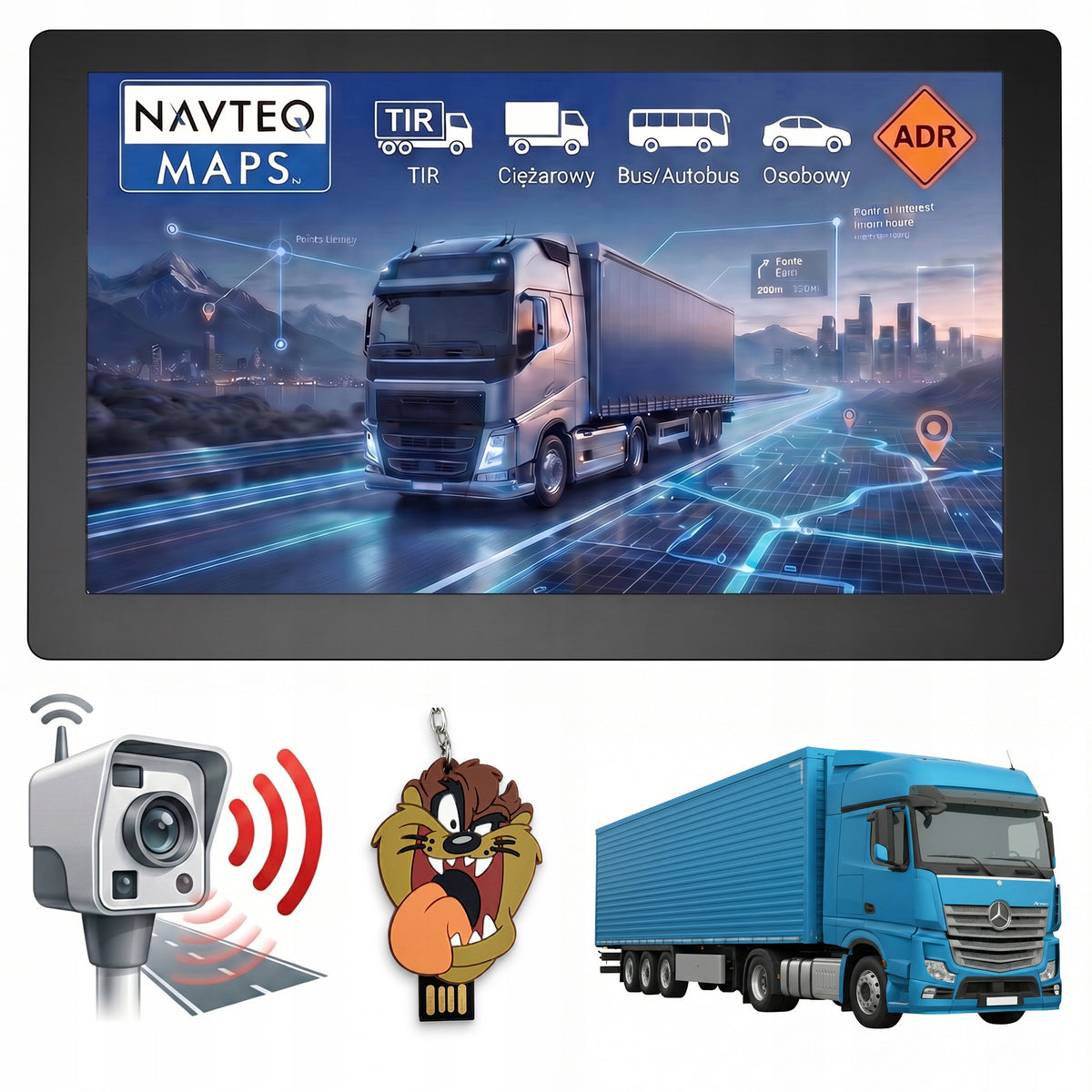 Navigation 9 inches Truck MEDIATEK X4 TRUCK TIR BUS + SPEED CAMERAS 2026