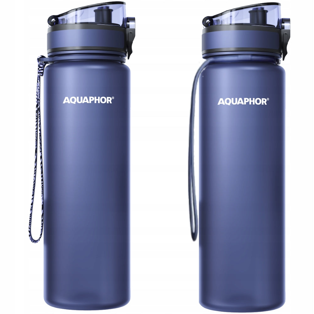 Navy blue large water filter bottle 0,8 L + filter AQUAPHOR CITY Brand Aquaphor