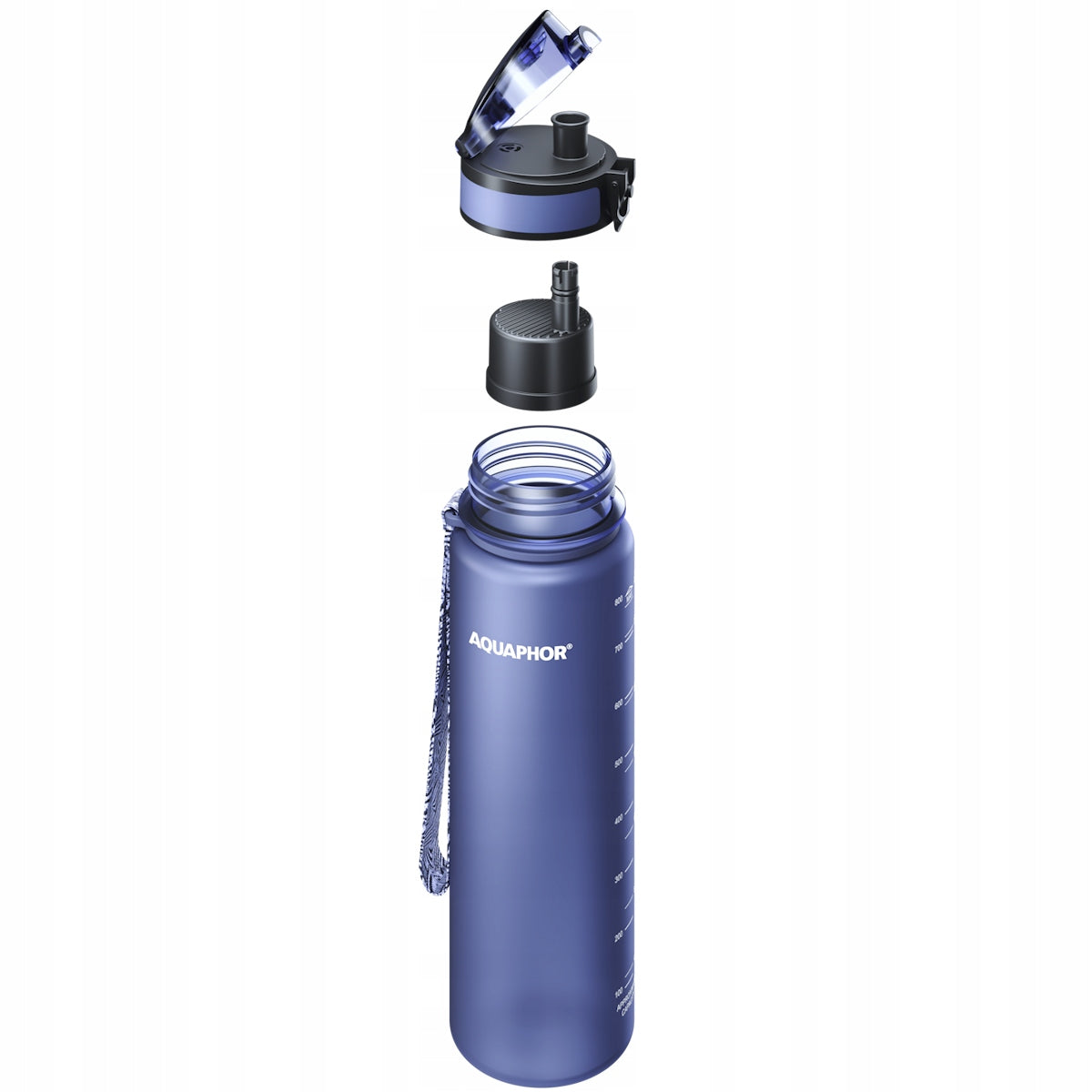 Navy blue large water filter bottle 0,8 L + filter AQUAPHOR CITY Packaging status original