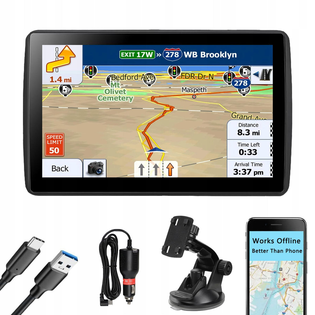 Nawigacja samochodowa GPS 7 Cali Ekran 16GB dla CIĘŻARÓWEK Truck- Europa