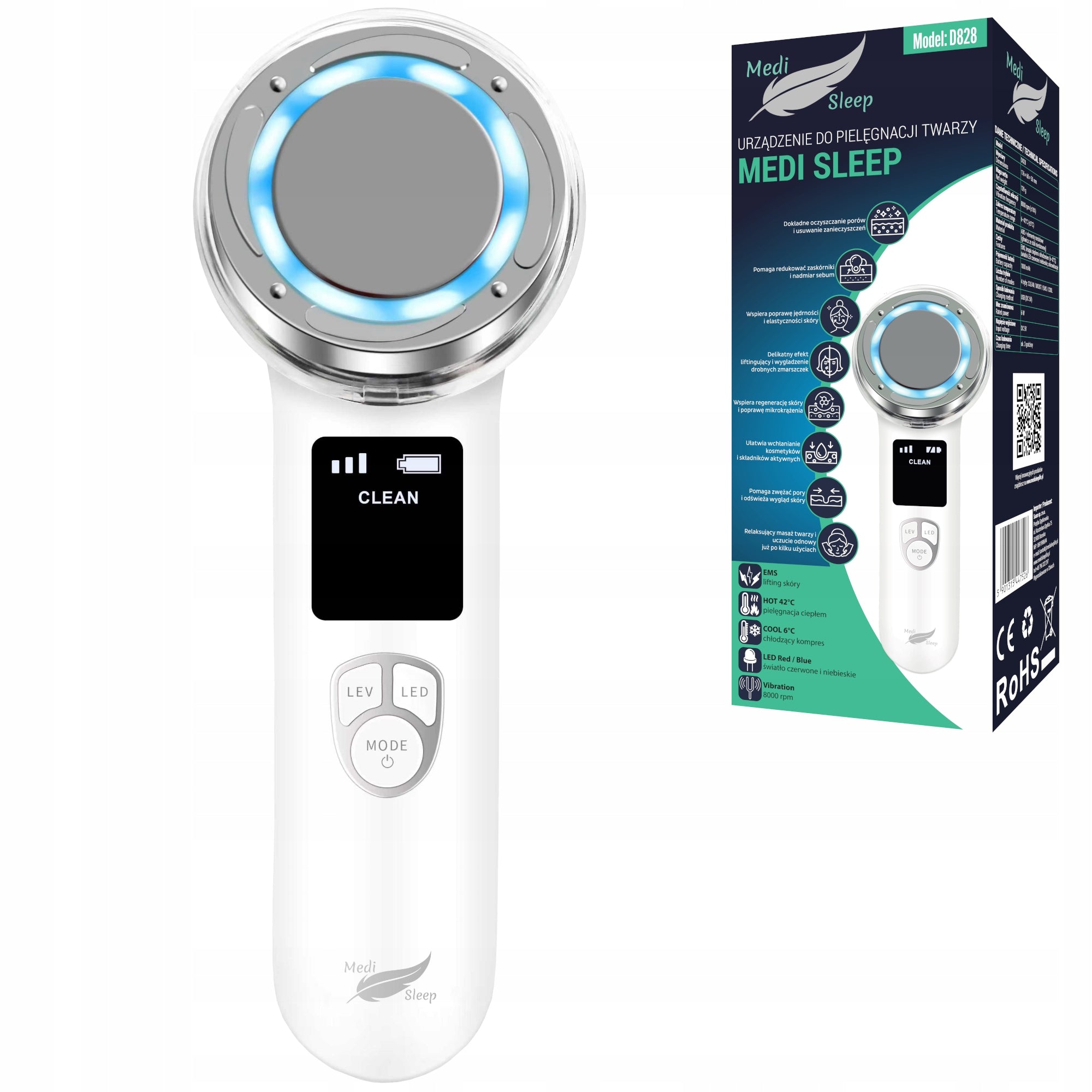 Needleless mesotherapy EMS HOT ultrasonic vibration heat cold