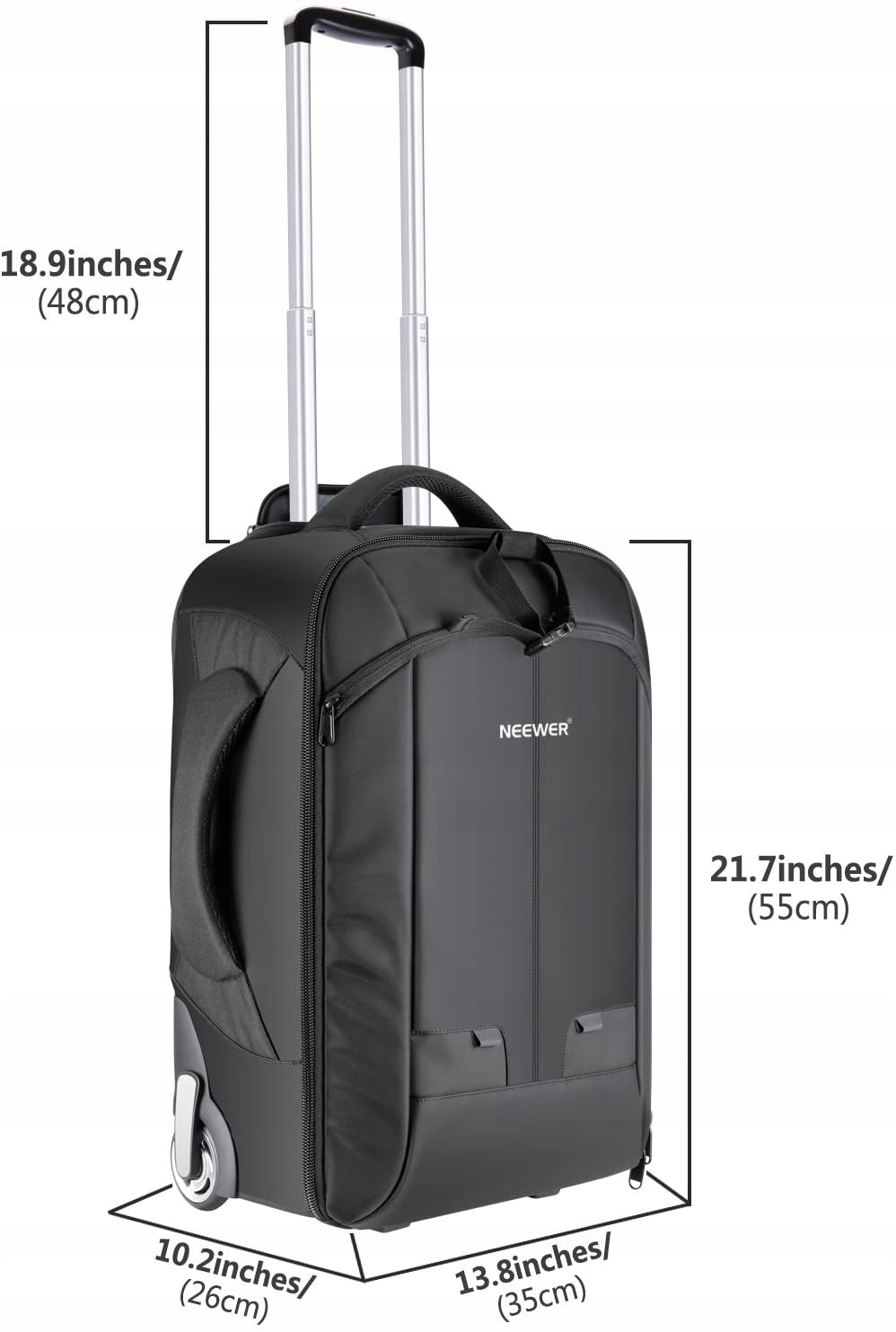 Neewer NW3300 – backpack/suitcase on wheels for DSLR and accessories, black Manufacturer code 10090736